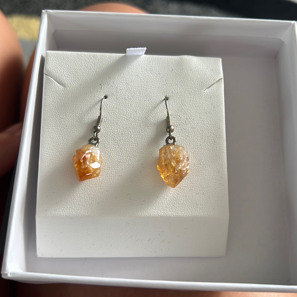 Raw citrine drop earrings